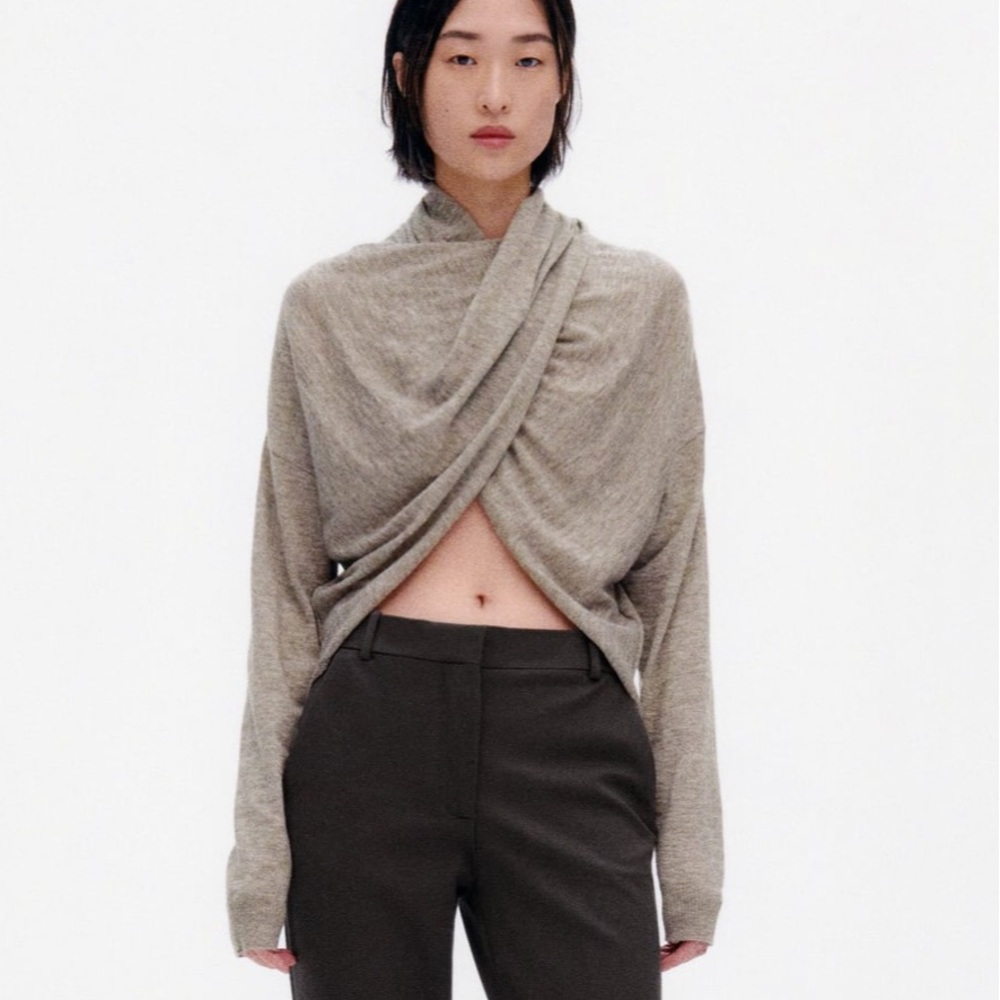 🆕 ZARA knit wrap gray sweater